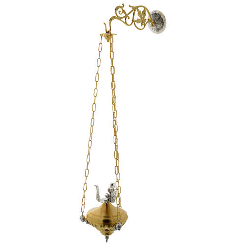 Suspended Blessed Sacrament Lamp in brass with angels 20cm 2