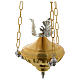 Suspended Blessed Sacrament Lamp in brass with angels 20cm s1