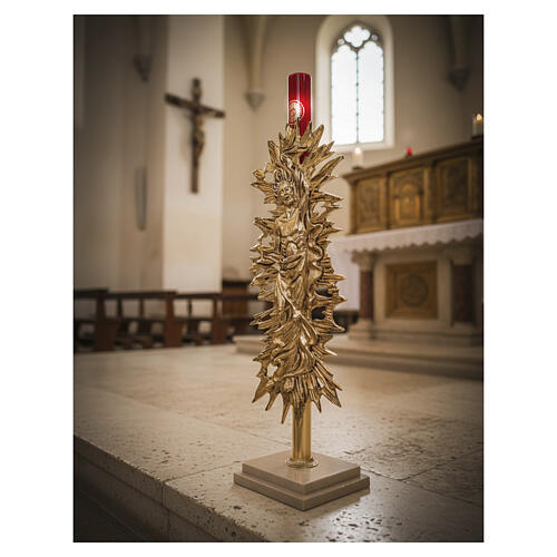 Lampe tige Saint-Sacrement Christ ressuscité laiton doré 5