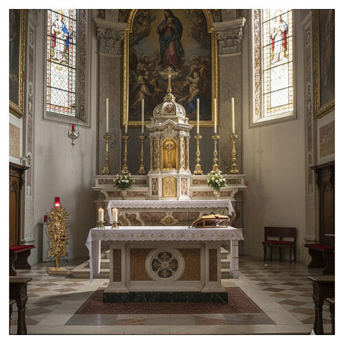 Lamparina de pé alto Santíssimo Cristo Ressuscitado latão dourado 2