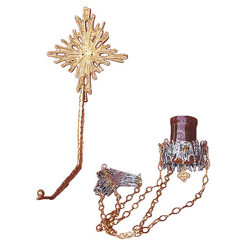 Suspended Blessed Sacrament Lamp in gold and silver cast brass 1