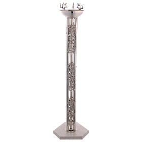Lampe Saint Sacrement sur pied laiton argenté design stylisé