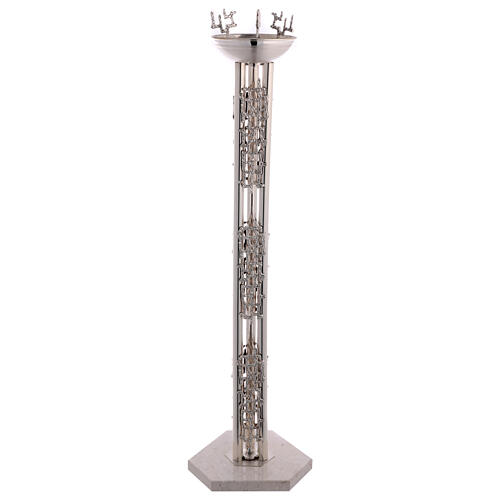 Wieczna lampka na trzonie mosiądz posrebrzany wzór stylizowany 1