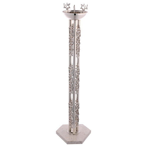 Wieczna lampka na trzonie mosiądz posrebrzany wzór stylizowany 7