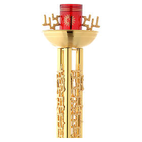Blessed Sacrament stem lamp in gold-plated brass, stylised motif