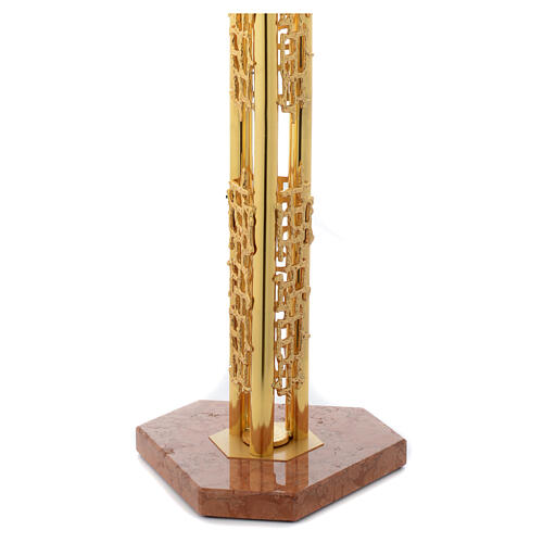 Lampada Santissimo a stelo ottone dorato disegno stilizzato 3