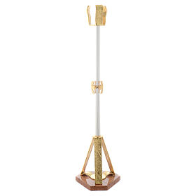 Blessed Sacrament stem lamp in gold-plated brass, marble base & crosses