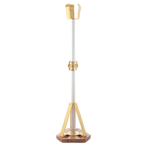 Blessed Sacrament stem lamp in gold-plated brass, marble base & crosses 1