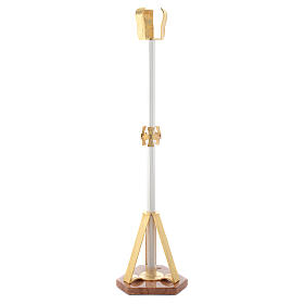 Blessed Sacrament stem lamp in gold-plated brass, marble base & crosses