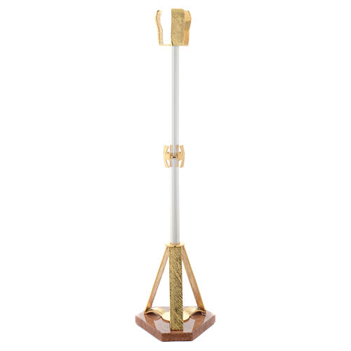 Blessed Sacrament stem lamp in gold-plated brass, marble base & crosses 2