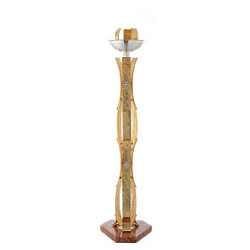 Lámpara Santísimo de pie latón dorado motivos curvilíneos