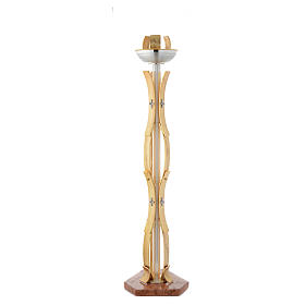 Lampada Santissimo stelo ottone dorato motivi curvilinei