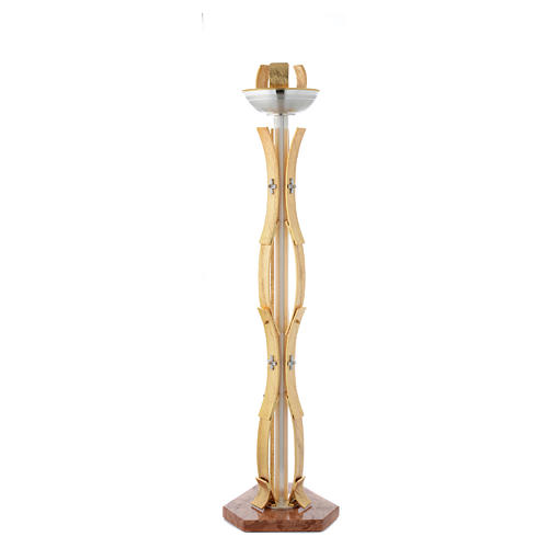 Lampada Santissimo stelo ottone dorato motivi curvilinei 1