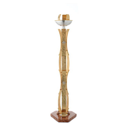 Lampada Santissimo stelo ottone dorato motivi curvilinei 2
