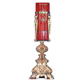 Lampada per tabernacolo ottone fuso dorato h 38 cm