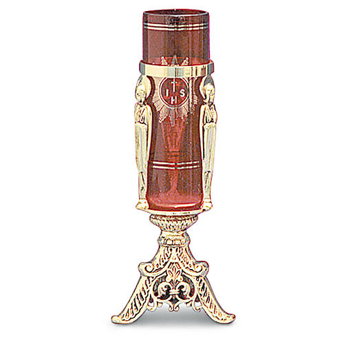 Lámpara tabernáculo estilo gótico latón fundido dorado h 50 cm 1