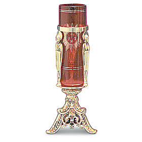 Lampada tabernacolo stile gotico ottone fuso dorato h 50 cm