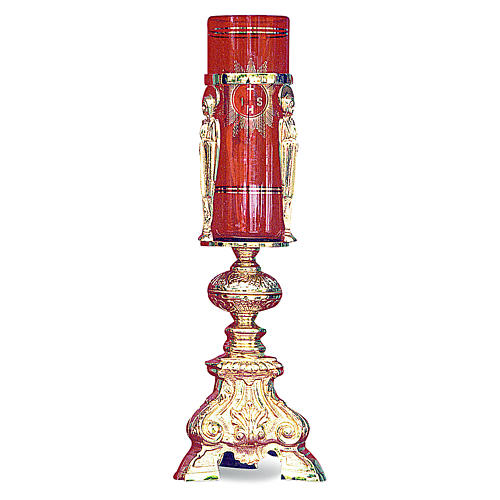 Lampe Saint-Sacrement baroque laiton moulé doré h 38 cm 1