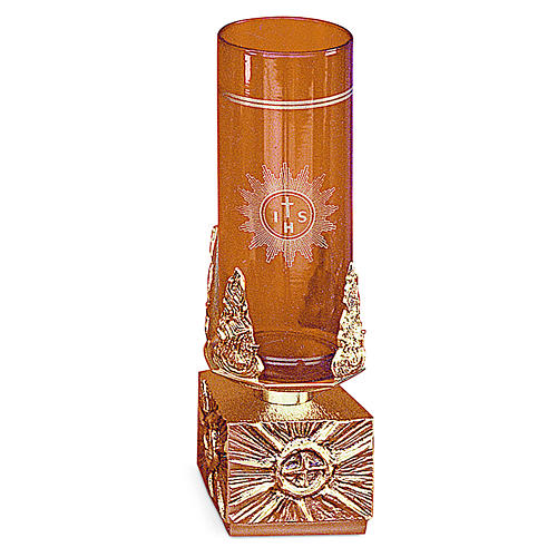 Lâmpada Santíssimo latão dourado moldado 18 cm 1