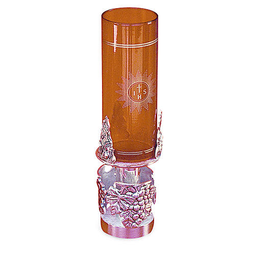 Lampada Santissimo ottone fuso argentato 19 cm altezza 1