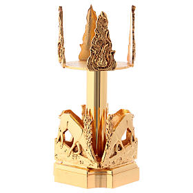 Blessed Sacrament lamp with deer at the font in golden cast brass 20cm