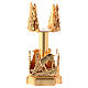 Blessed Sacrament lamp with deer at the font in golden cast brass 20cm s1
