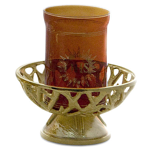 Blessed Sacrament lamp in golden cast brass 8x14cm 1