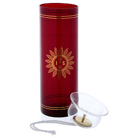 Red glass for Tabernacle lamp with IHS symbol 20 cm