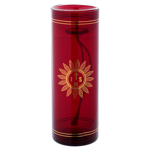 Red glass for Tabernacle lamp with IHS symbol 20 cm 1
