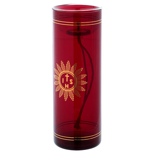 Red glass for Tabernacle lamp with IHS symbol 20 cm 3