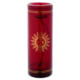 Vidrio rojo para el Santísimo con símbolo IHS 20 cm s1