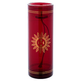 Red glass for Sanctuary lamp with IHS symbol 8 in