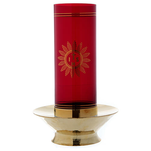 Eucharistic lamp for the Blessed Sacrament mod. Vitrum brass glass 1