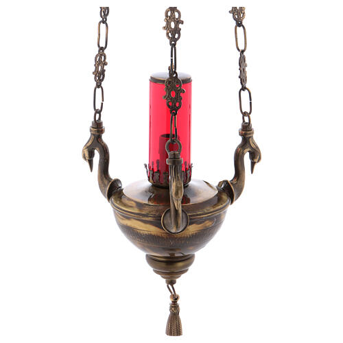 Suspension lamp for the Holy Sacrament made of antique gold-plated brass 1