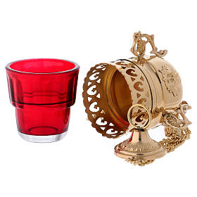 Lampada per il Santissimo in ottone dorato 15 cm s3