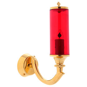Electric hanging lamp with red glass