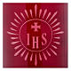Rotes Glas für Kerze IHS Symbol s2