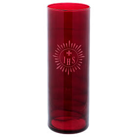 IHS red glass candle holder 
