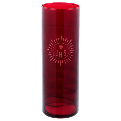 IHS red glass candle holder  1