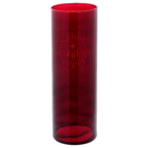 IHS red glass candle holder  3
