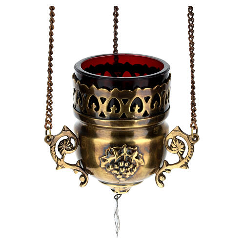 Lampada per il santissimo in ottone color bronzo 15 cm 3