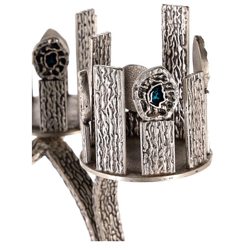 Ewiglicht-Leuchter mit drei Kerzenhaltern, Messing, 110 cm 2