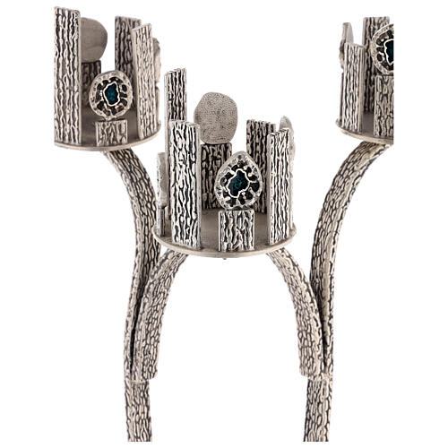 Ewiglicht-Leuchter mit drei Kerzenhaltern, Messing, 110 cm 4