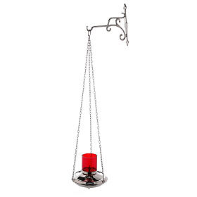 Sanctuary lamp with silver-plated brass chains