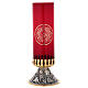 Holy Sacrament red glass candlestick on a grape and leaf base s4