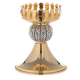 Holy Sacrament red glass candlestick on golden brass base