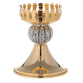Holy Sacrament red glass candlestick on golden brass base