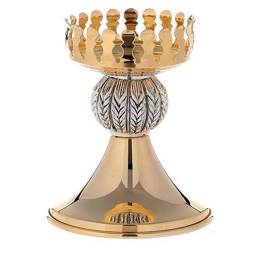 Holy Sacrament red glass candlestick on golden brass base 1