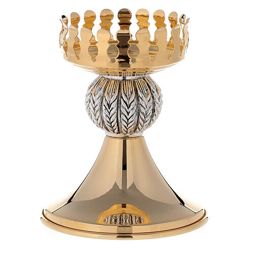 Holy Sacrament red glass candlestick on golden brass base 2