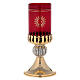 Holy Sacrament red glass candlestick on golden brass base s4